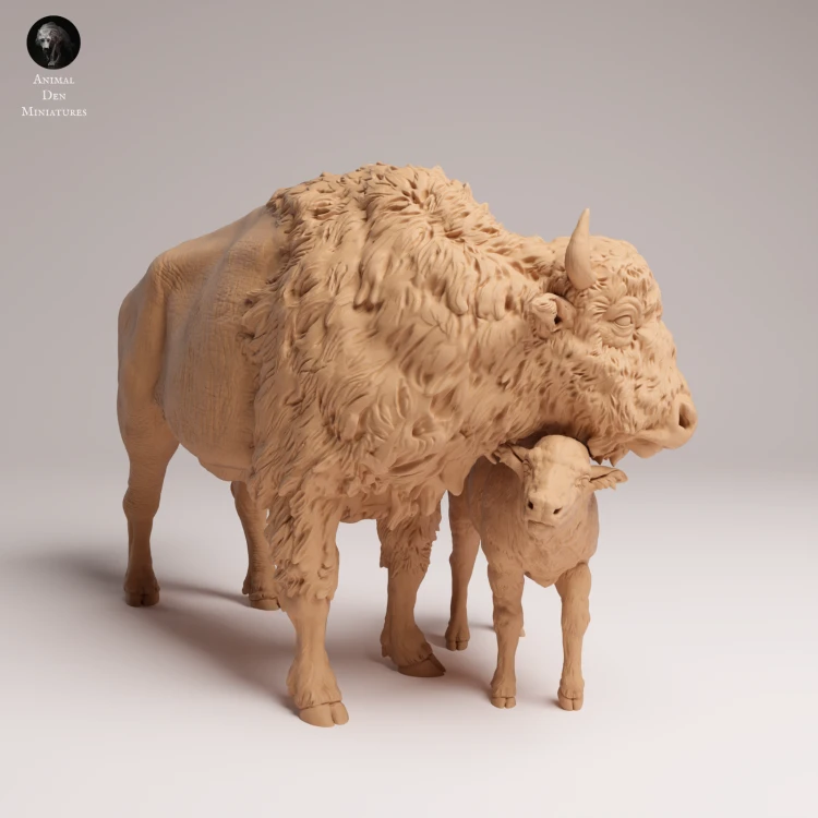 American Bison Cow and Calf - 3.png