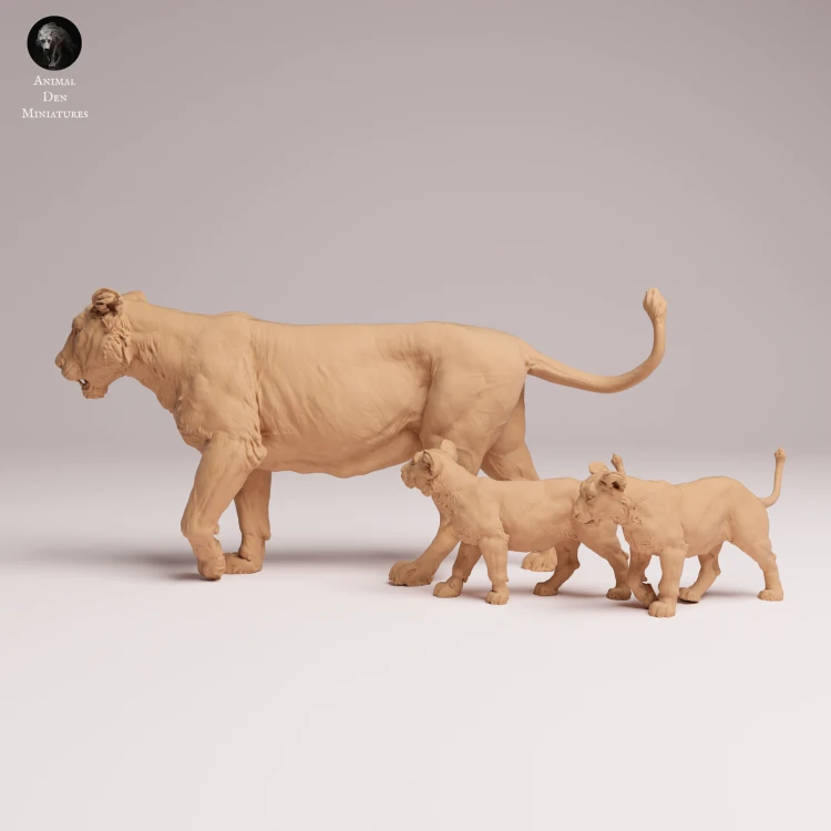 Asiatic Lioness and Cubs - 3.png