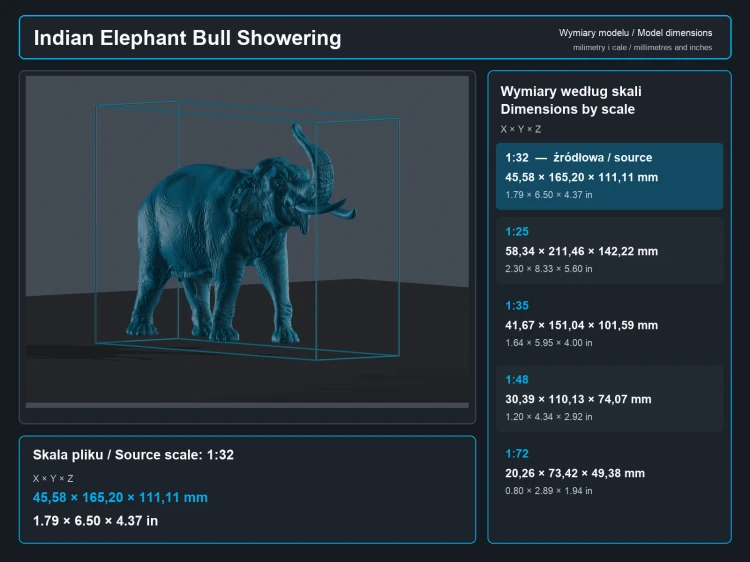Indian Elephant Bull Showering - 5.png