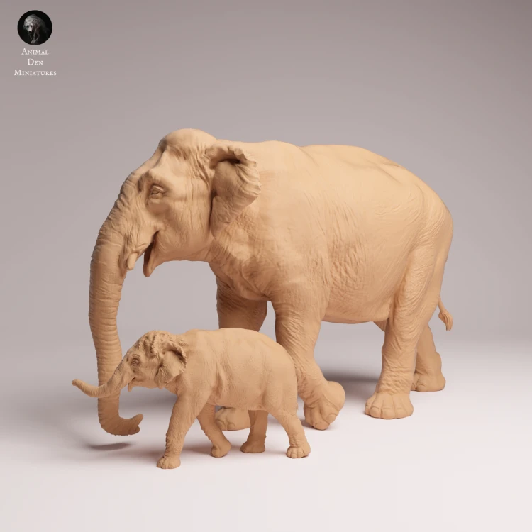 Indian Elephant Cow and Calf - 3.png