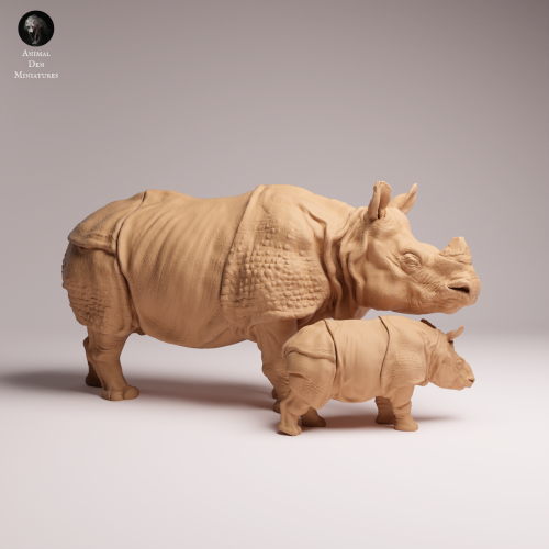 Indian Rhino Cow and Calf - 2.png