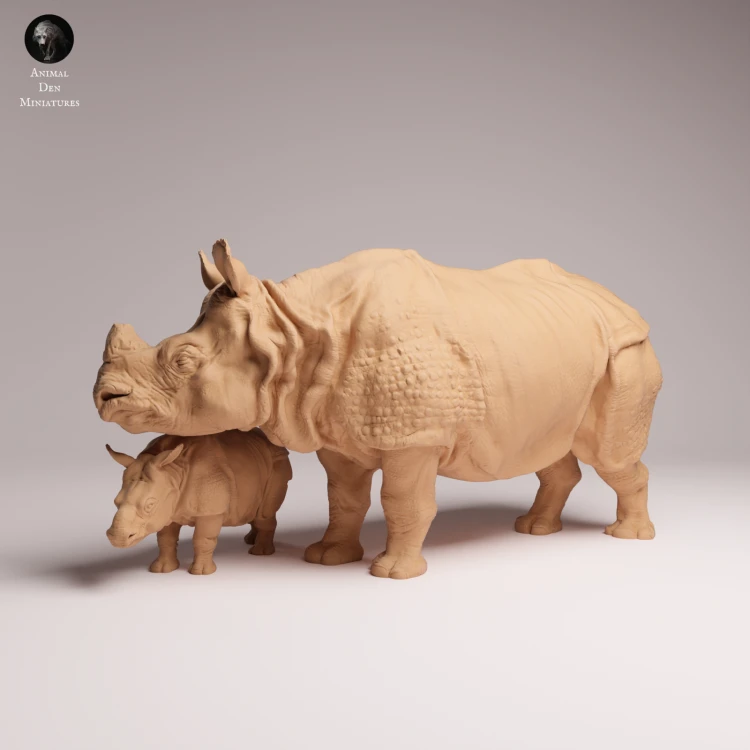 Indian Rhino Cow and Calf - 3.png