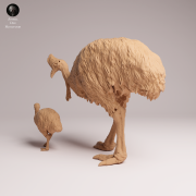 Southern Cassowary with Chick - 3.png